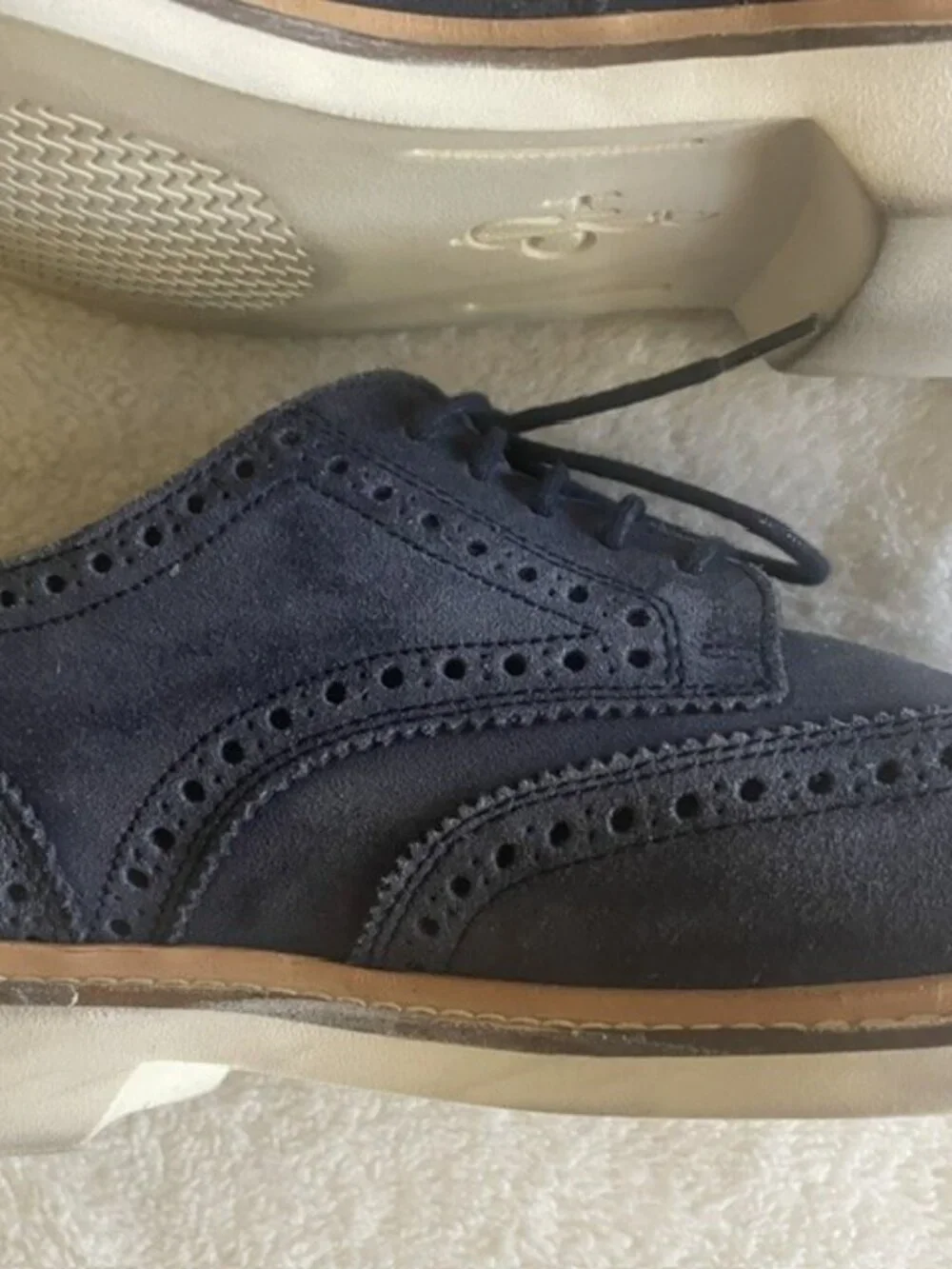 Cole Haan Grand Horizon Navy Suede Wingtip Oxfords Cool Blue Comfortable Hybrid